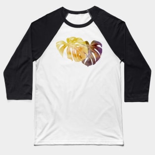 Yellow and Purple Monstera Leaves Negative Painting Baseball T-Shirt